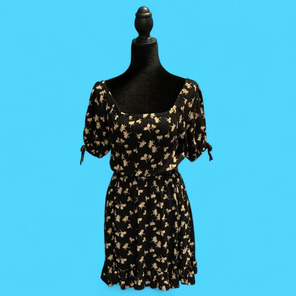 Treasure bond black floral midi dress